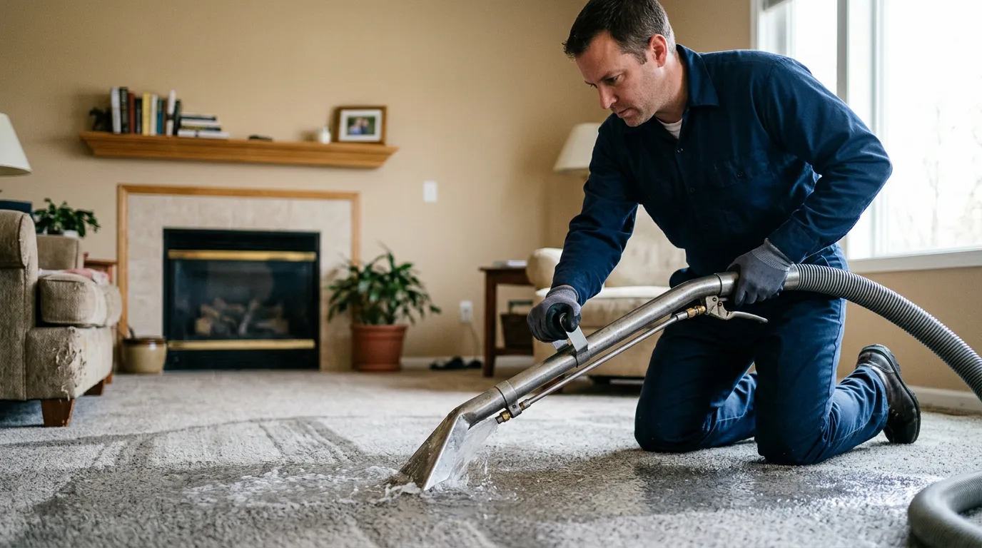 Water damage restoration technician working near Campti, LA
